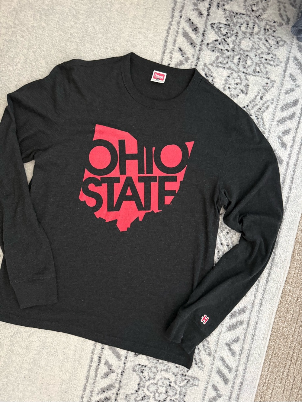HOMAGE Ohio State Buckeyes Long Sleeve T Shirt Black Red OSU